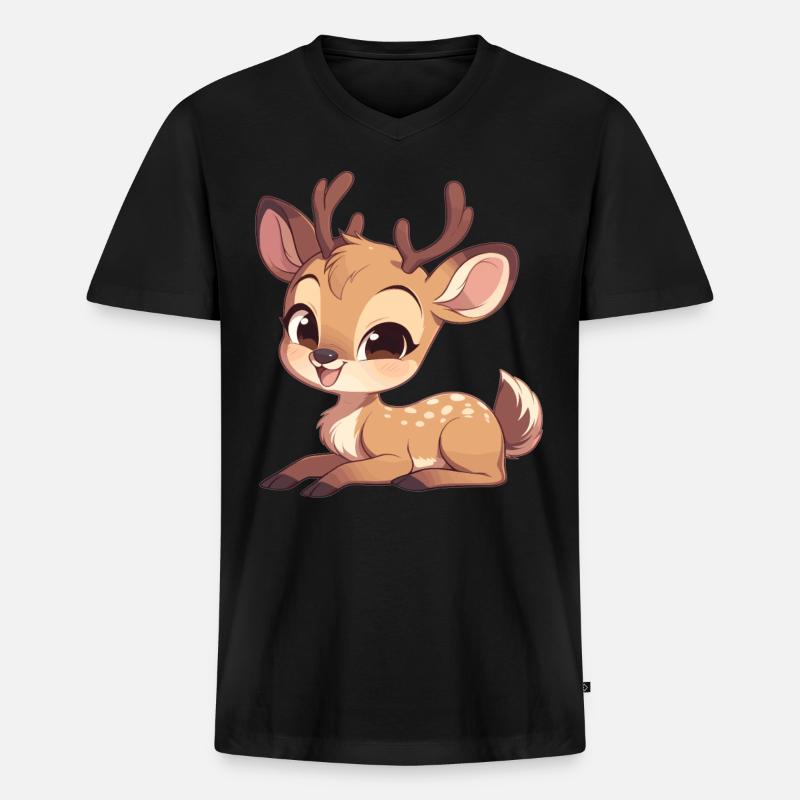 Hirsche Hirsch - Männer Premium Bio T-Shirt mit V-Ausschnitt - Schwarz