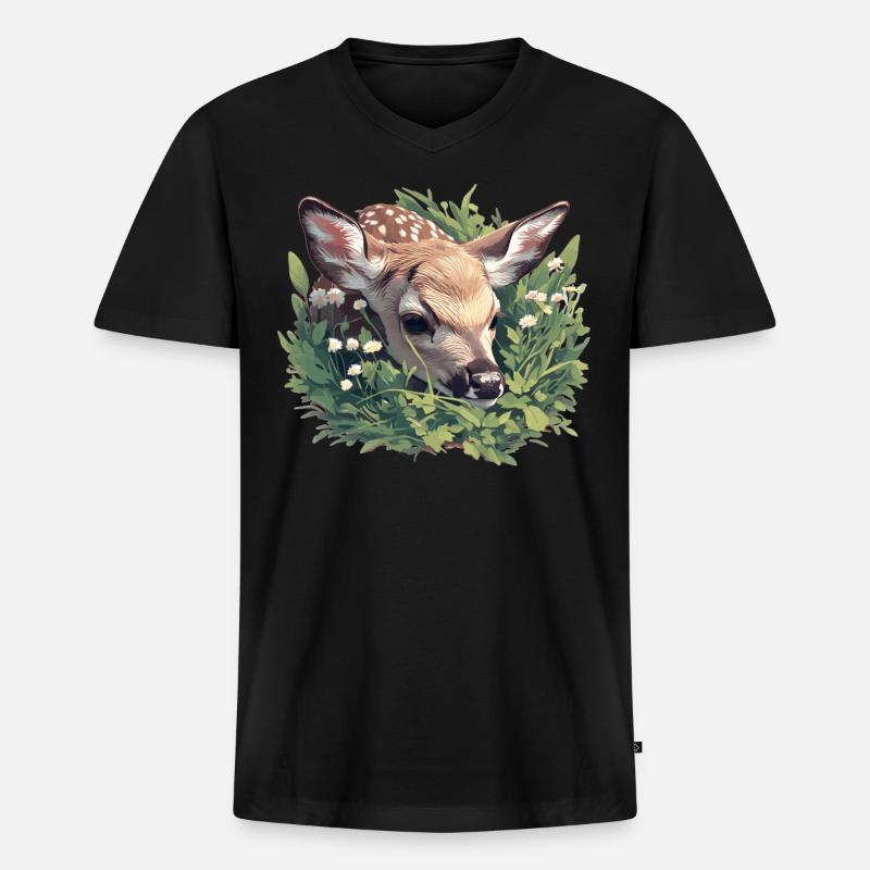 Hirsche Hirsch - Männer Premium Bio T-Shirt mit V-Ausschnitt - Schwarz