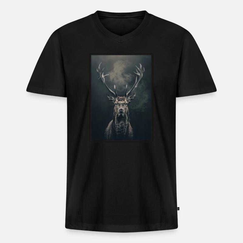 Hirsche Hirsch - Männer Premium Bio T-Shirt mit V-Ausschnitt - Schwarz