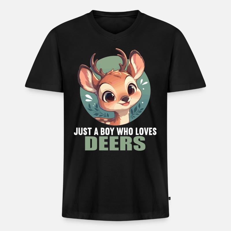 Hirsche Hirsch - Männer Premium Bio T-Shirt mit V-Ausschnitt - Schwarz