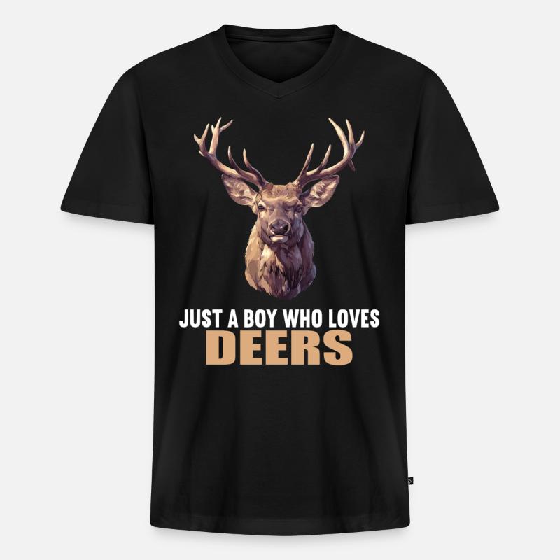 Hirsche Hirsch - Männer Premium Bio T-Shirt mit V-Ausschnitt - Schwarz