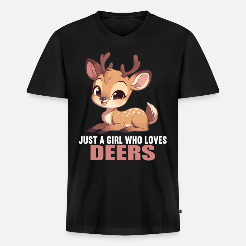 Hirsche Hirsch - Männer Premium Bio T-Shirt mit V-Ausschnitt - Schwarz