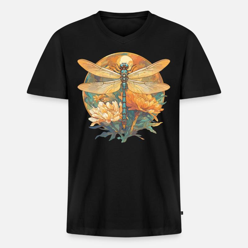 Libellen Libelle - Männer Premium Bio T-Shirt mit V-Ausschnitt - Schwarz