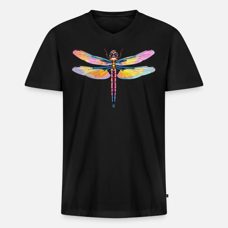 Libellen Libelle - Männer Premium Bio T-Shirt mit V-Ausschnitt - Schwarz