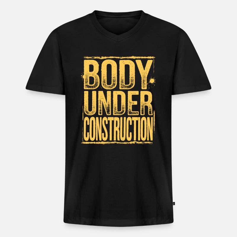 Body Under Construction - Männer Premium Bio T-Shirt mit V-Ausschnitt - Schwarz