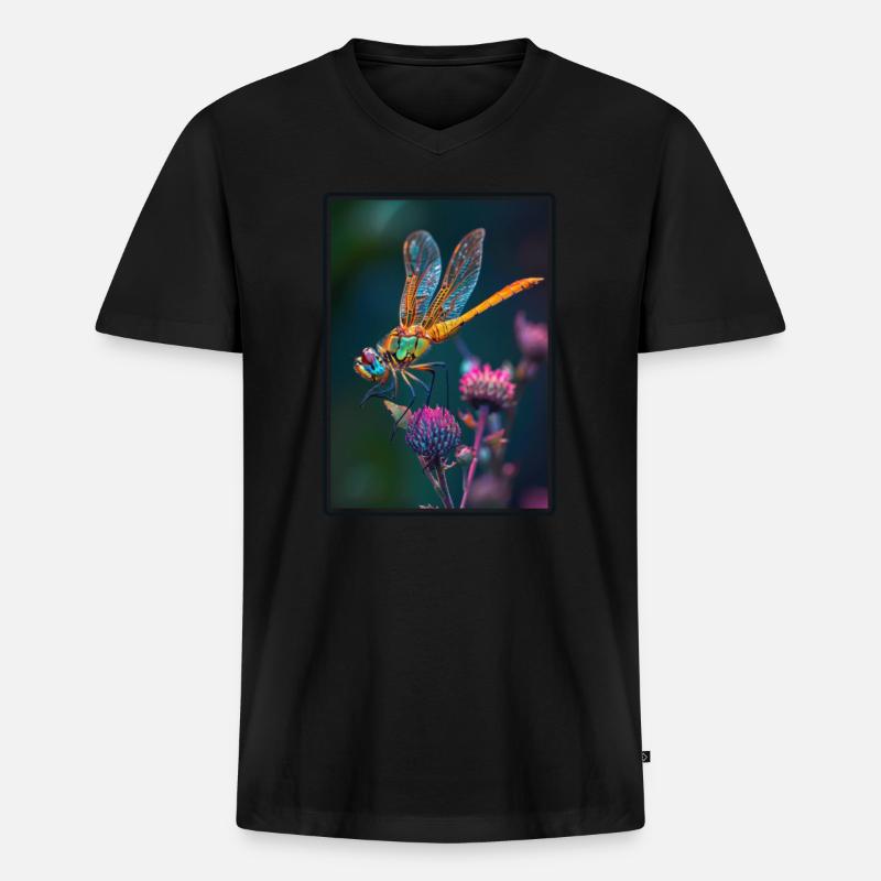 Libellen Libelle - Männer Premium Bio T-Shirt mit V-Ausschnitt - Schwarz