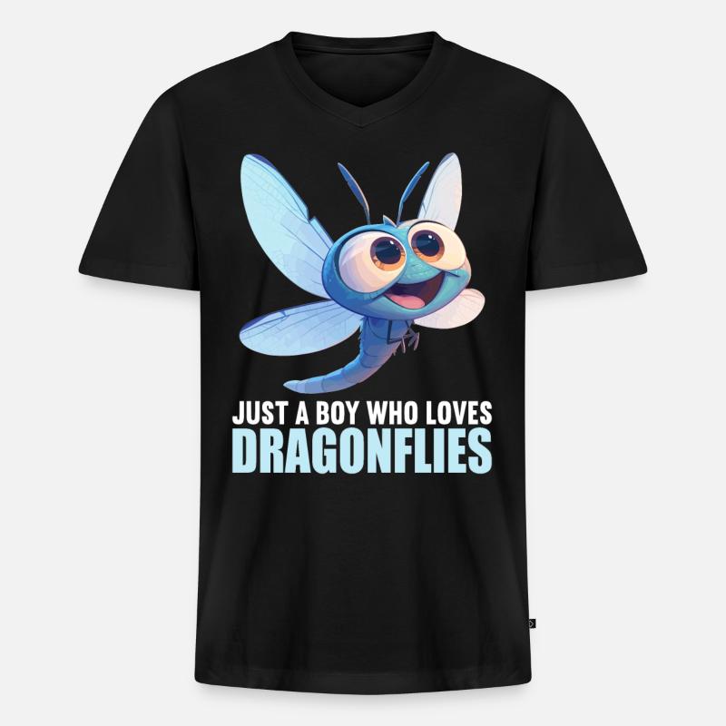 Libellen Libelle - Männer Premium Bio T-Shirt mit V-Ausschnitt - Schwarz