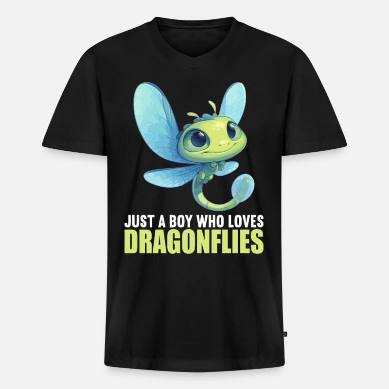 Libellen Libelle - Männer Premium Bio T-Shirt mit V-Ausschnitt - Schwarz