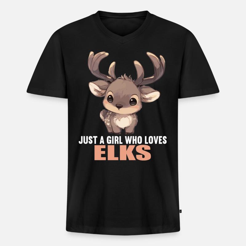 Elche Elch - Männer Premium Bio T-Shirt mit V-Ausschnitt - Schwarz