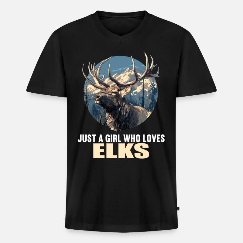Elche Elch - Männer Premium Bio T-Shirt mit V-Ausschnitt - Schwarz