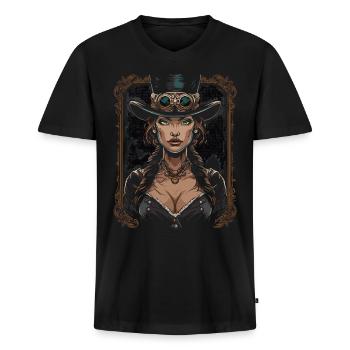 Schöne Frauen Steampunk Liebhaber - Männer Premium Bio T-Shirt mit V-Ausschnitt - Schwarz - Vorne - Nico (187cm)