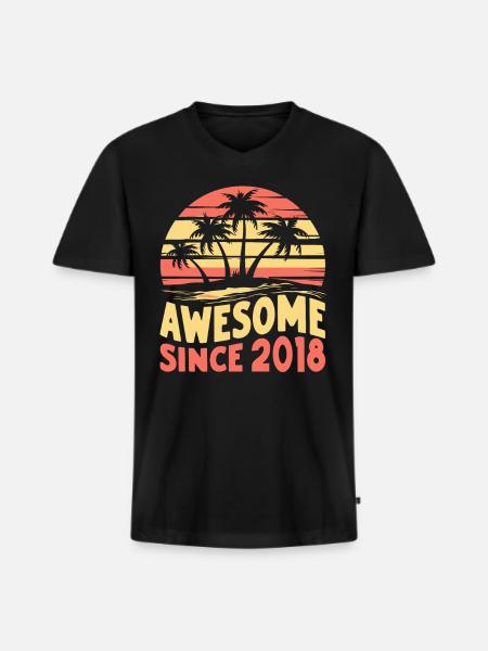 Awesome Since 2018 Birthday - Men's Premium Organic T-shirt with V-neck - black
