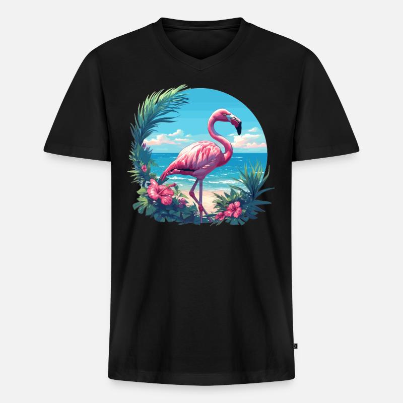 Flamingos Flamingo - Männer Premium Bio T-Shirt mit V-Ausschnitt - Schwarz
