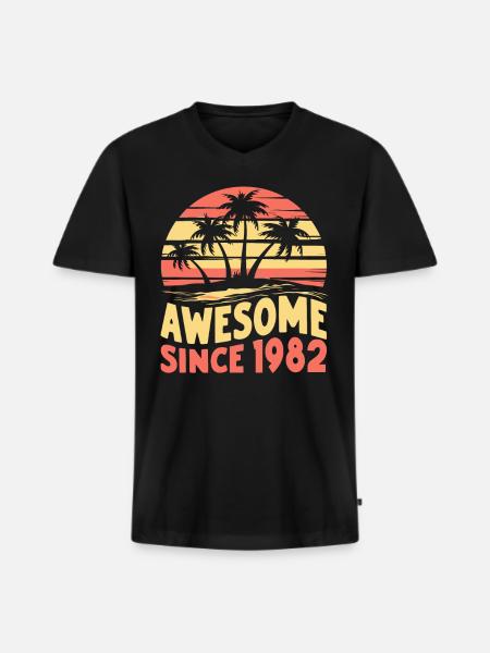 Awesome Since 1982 Birthday - Men's Premium Organic T-shirt with V-neck - black