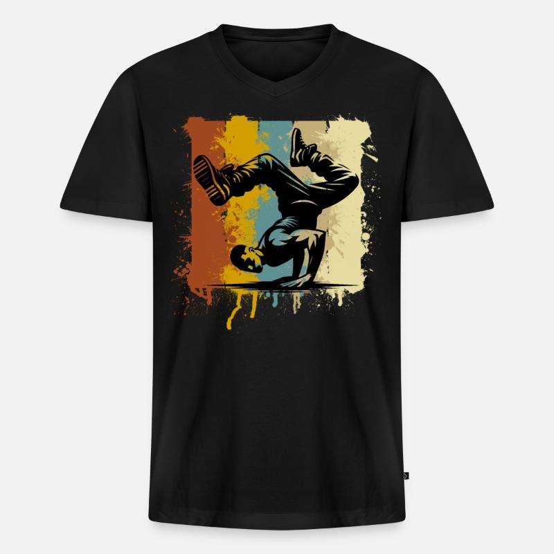 Breakdance - Männer Premium Bio T-Shirt mit V-Ausschnitt - Schwarz