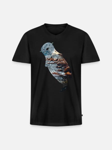 Otter River - Men's Premium Organic T-shirt with V-neck - black
