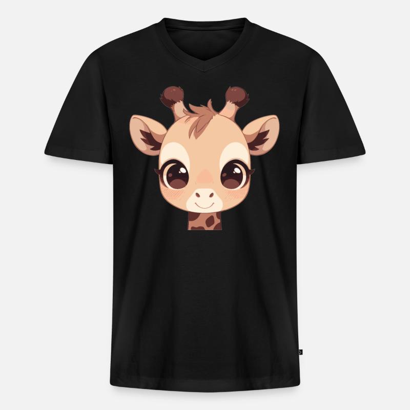 Giraffen Giraffe - Männer Premium Bio T-Shirt mit V-Ausschnitt - Schwarz