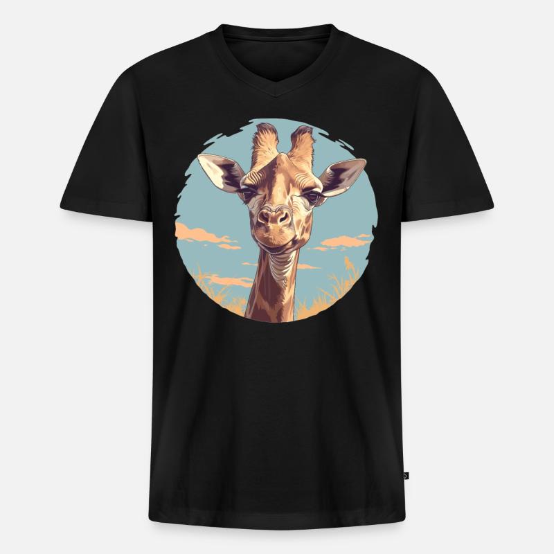 Giraffen Giraffe - Männer Premium Bio T-Shirt mit V-Ausschnitt - Schwarz