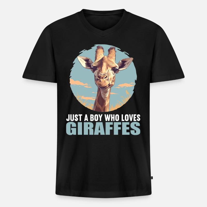 Giraffen Giraffe - Männer Premium Bio T-Shirt mit V-Ausschnitt - Schwarz