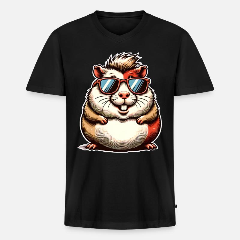 Meerschweinchen - Männer Premium Bio T-Shirt mit V-Ausschnitt - Schwarz