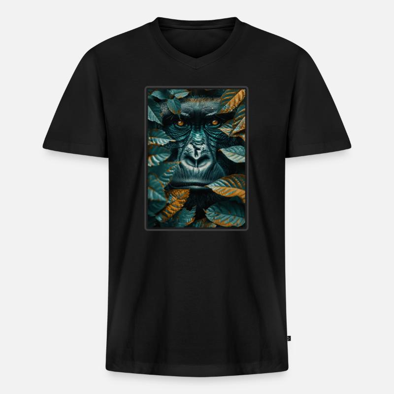 Gorillas Gorilla - Männer Premium Bio T-Shirt mit V-Ausschnitt - Schwarz