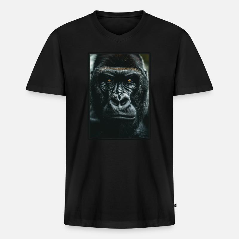 Gorillas Gorilla - Männer Premium Bio T-Shirt mit V-Ausschnitt - Schwarz