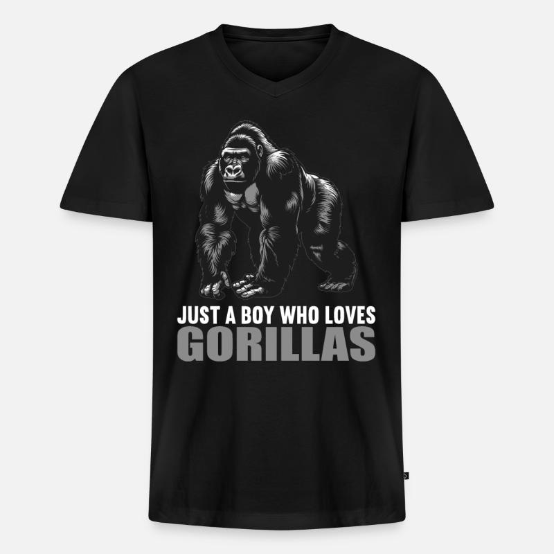Gorillas Gorilla - Männer Premium Bio T-Shirt mit V-Ausschnitt - Schwarz