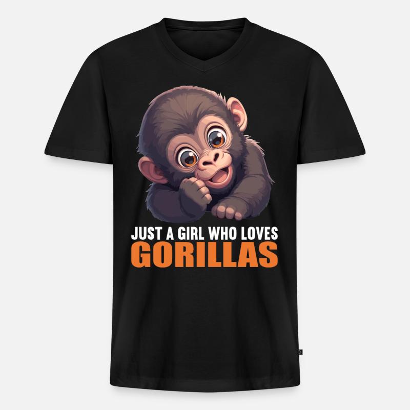 Gorillas Gorilla - Männer Premium Bio T-Shirt mit V-Ausschnitt - Schwarz