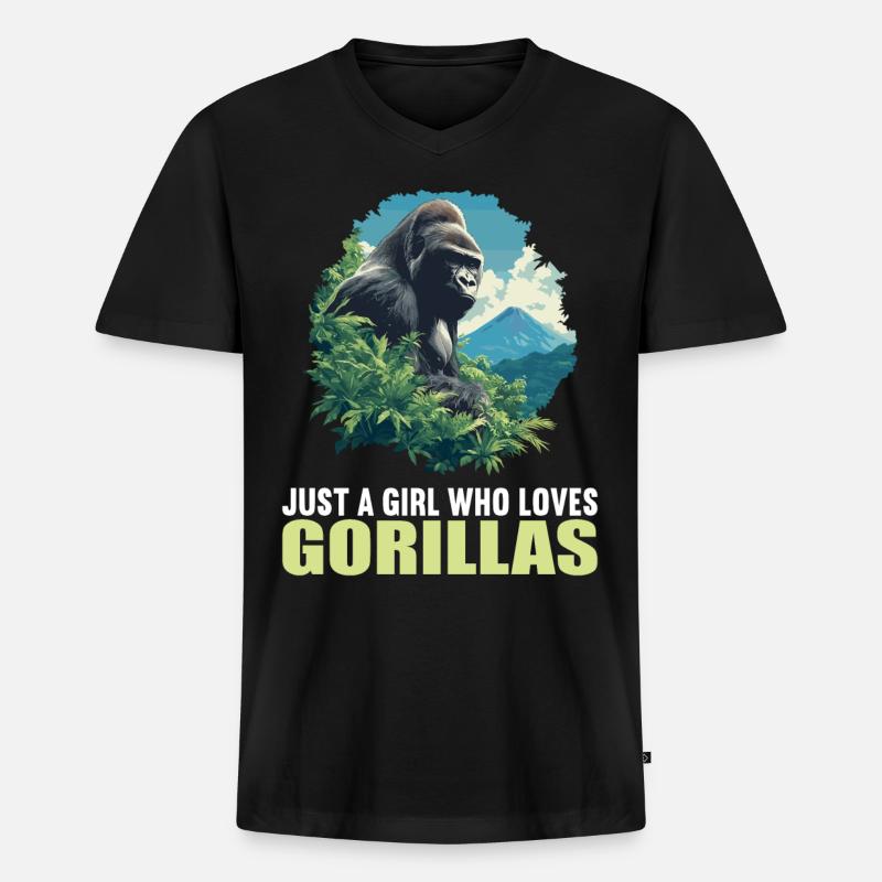 Gorillas Gorilla - Männer Premium Bio T-Shirt mit V-Ausschnitt - Schwarz