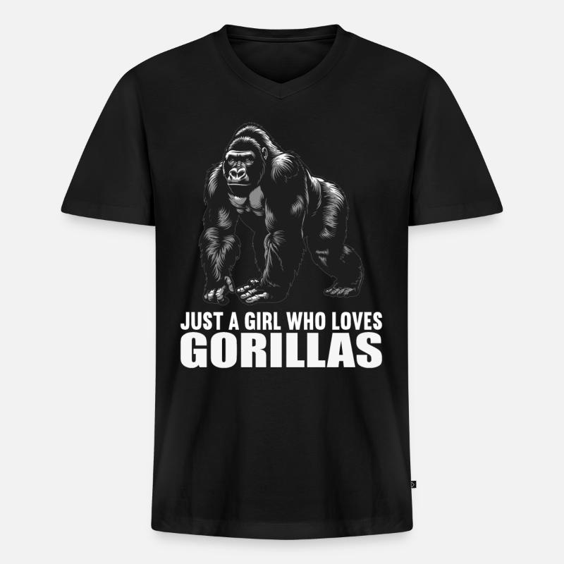 Gorillas Gorilla - Männer Premium Bio T-Shirt mit V-Ausschnitt - Schwarz