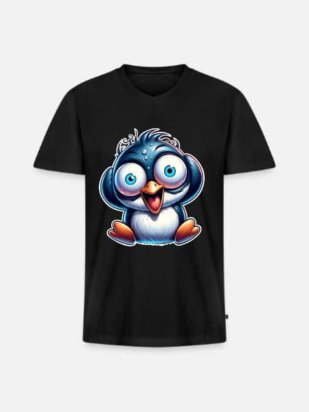 Penguin Crazy - Men's Premium Organic T-shirt with V-neck - black