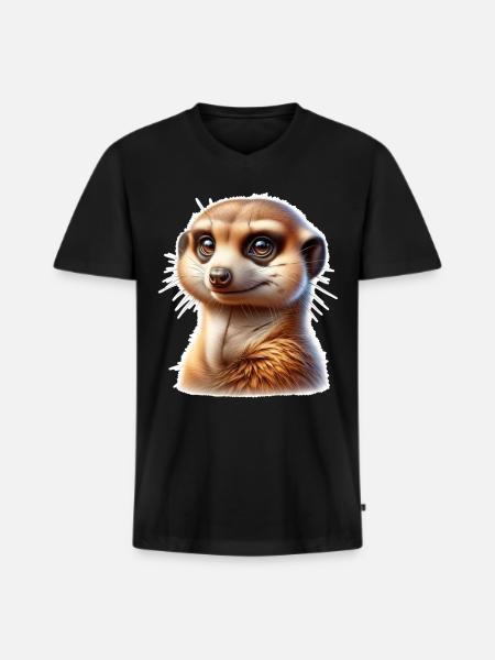 Suricate - T-shirt encolure en V Premium bio Homme - noir