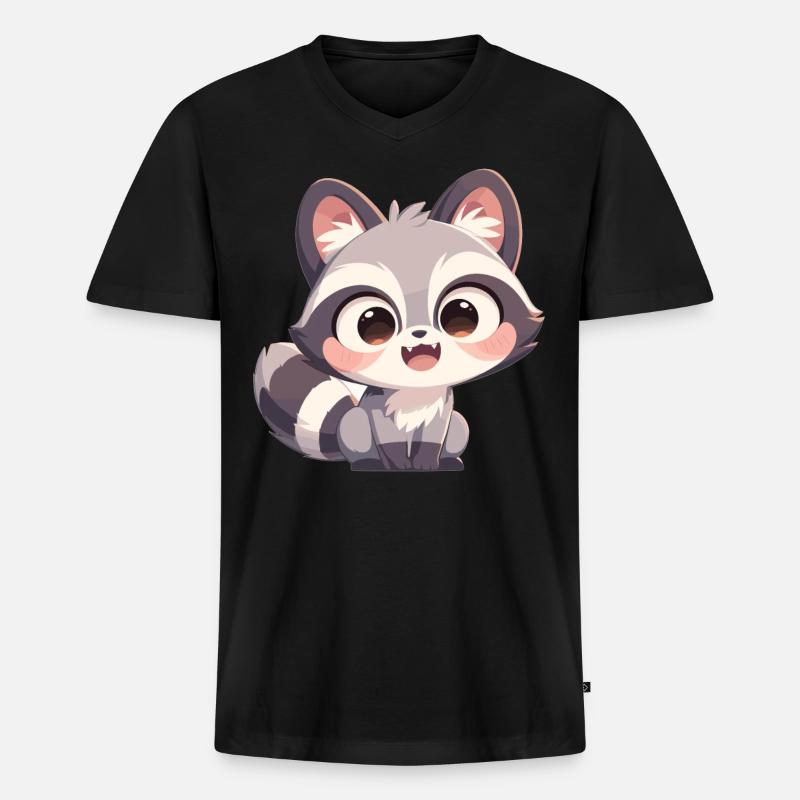 Waschbären Waschbär - Männer Premium Bio T-Shirt mit V-Ausschnitt - Schwarz