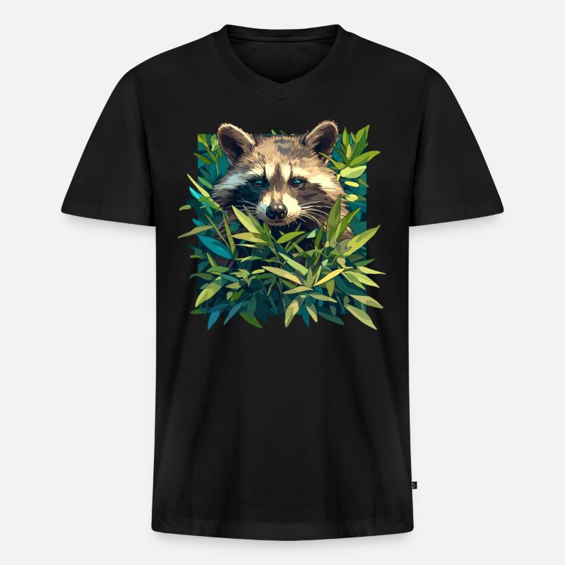 Waschbären Waschbär - Männer Premium Bio T-Shirt mit V-Ausschnitt - Schwarz
