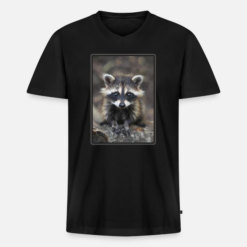 Waschbären Waschbär - Männer Premium Bio T-Shirt mit V-Ausschnitt - Schwarz