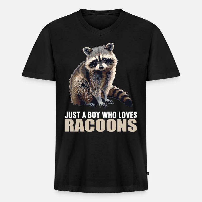 Waschbären Waschbär - Männer Premium Bio T-Shirt mit V-Ausschnitt - Schwarz