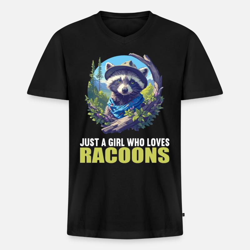 Waschbären Waschbär - Männer Premium Bio T-Shirt mit V-Ausschnitt - Schwarz