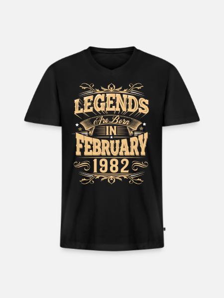 February 1982 Birthday Legend - Men's Premium Organic T-shirt with V-neck - black