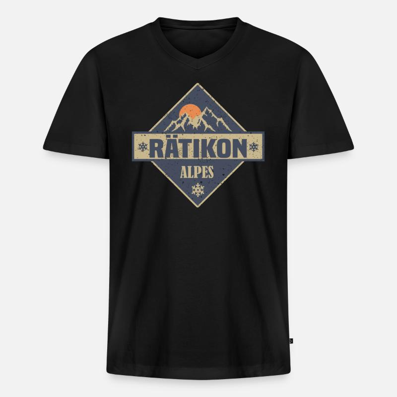 Rätikon - Männer Premium Bio T-Shirt mit V-Ausschnitt - Schwarz
