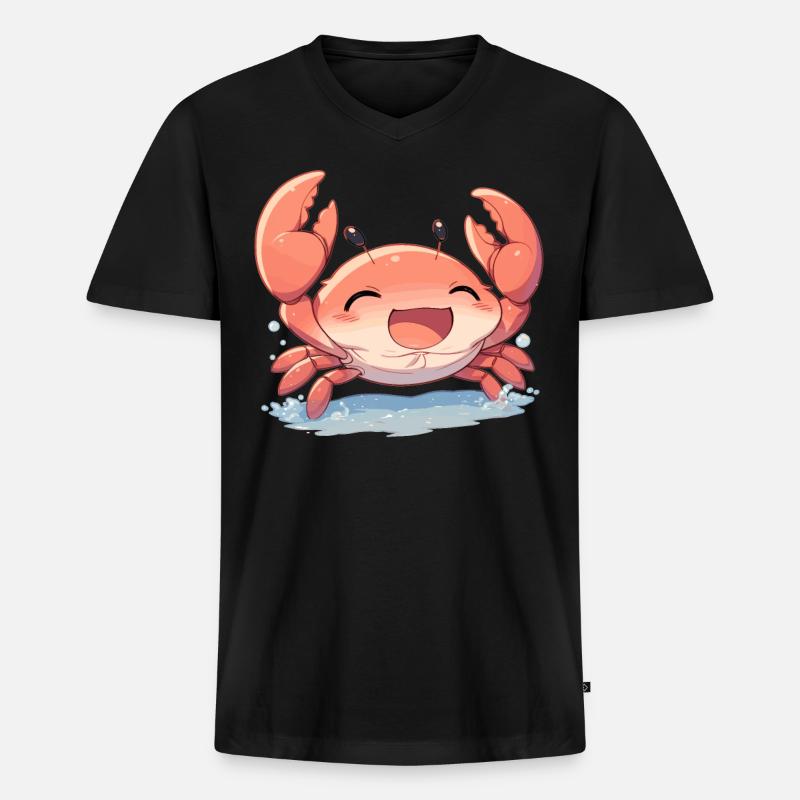 Krabbe Krabben - Männer Premium Bio T-Shirt mit V-Ausschnitt - Schwarz
