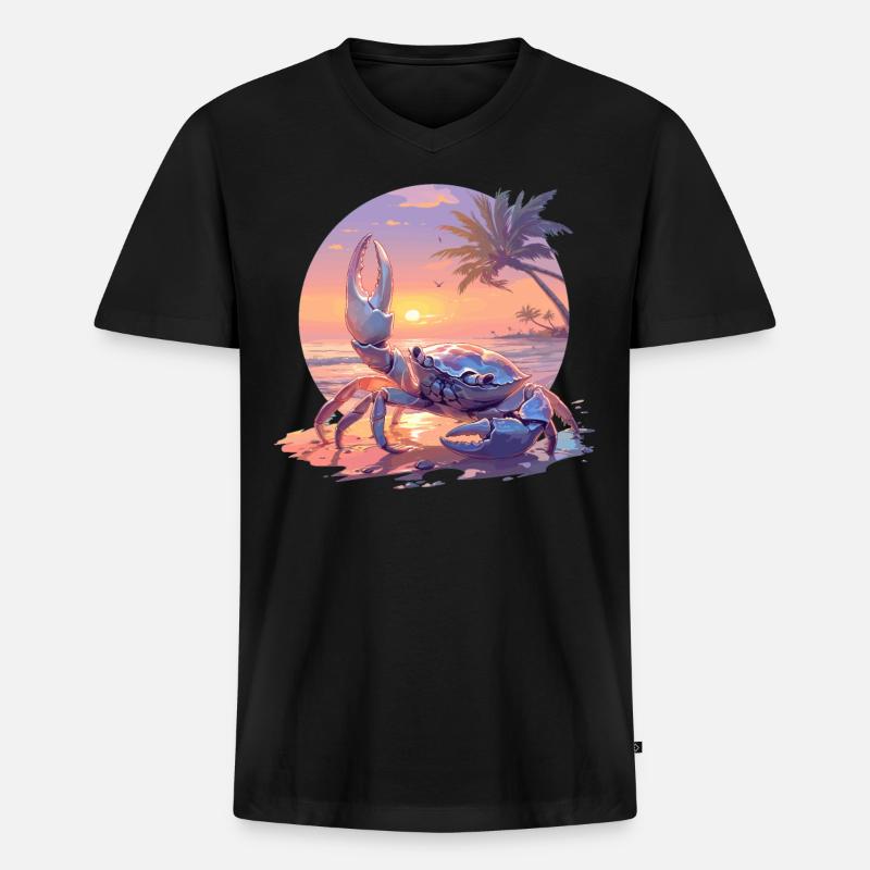 Krabbe Krabben - Männer Premium Bio T-Shirt mit V-Ausschnitt - Schwarz