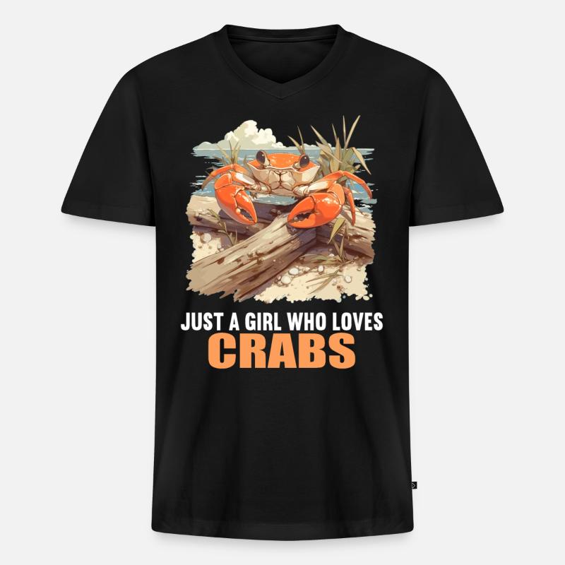 Krabbe Krabben - Männer Premium Bio T-Shirt mit V-Ausschnitt - Schwarz