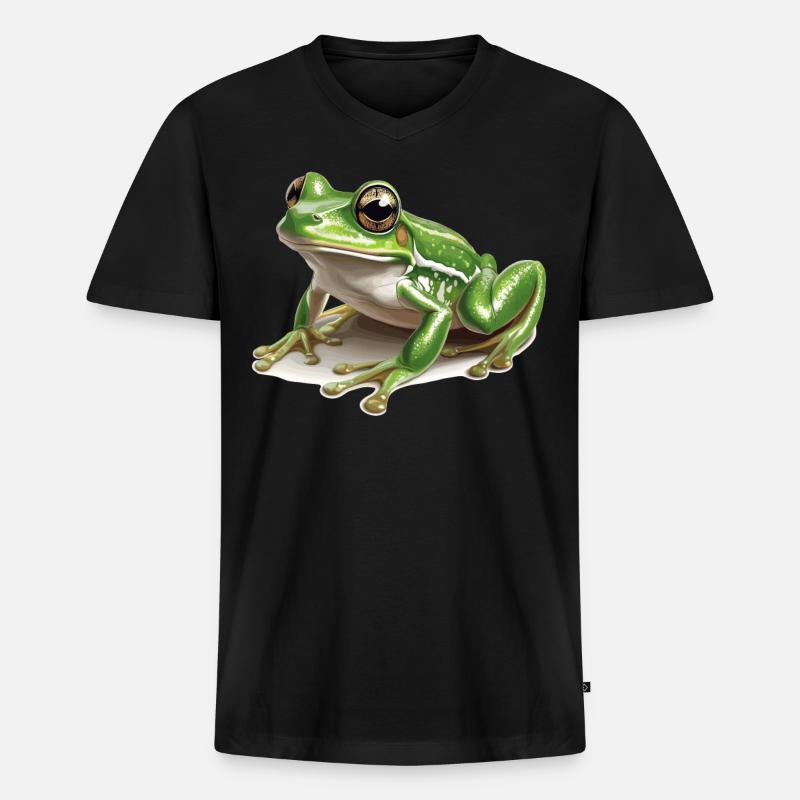 Frosch Frösche - Männer Premium Bio T-Shirt mit V-Ausschnitt - Schwarz