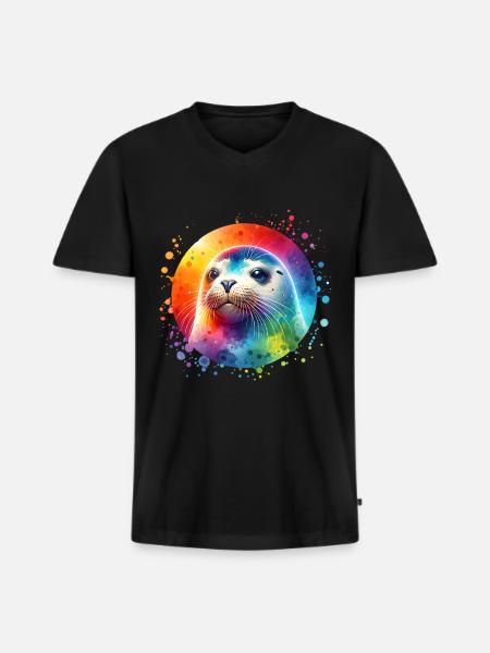 Seal seal - Men's Premium Organic T-shirt with V-neck - black