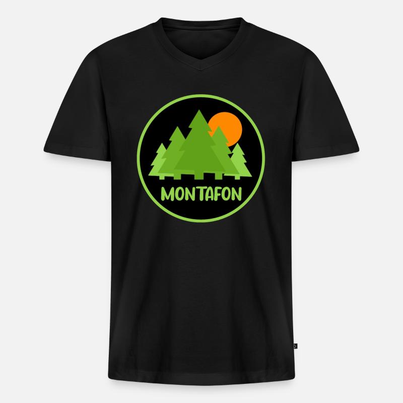 Montafon - Männer Premium Bio T-Shirt mit V-Ausschnitt - Schwarz