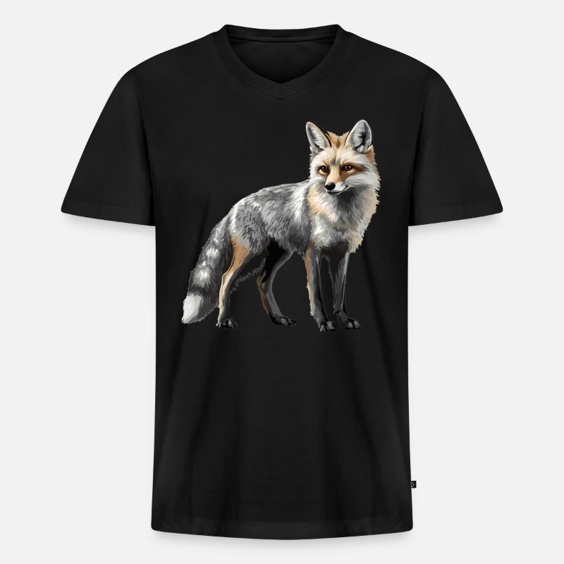 Graufüchse Graufuchs - Männer Premium Bio T-Shirt mit V-Ausschnitt - Schwarz