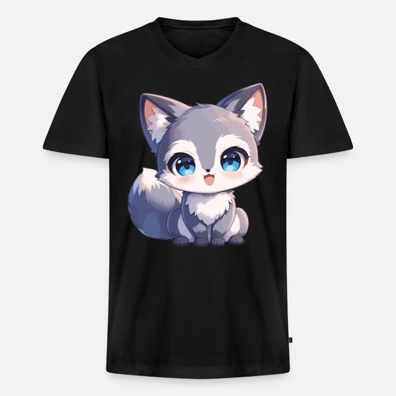 Graufüchse Graufuchs - Männer Premium Bio T-Shirt mit V-Ausschnitt - Schwarz
