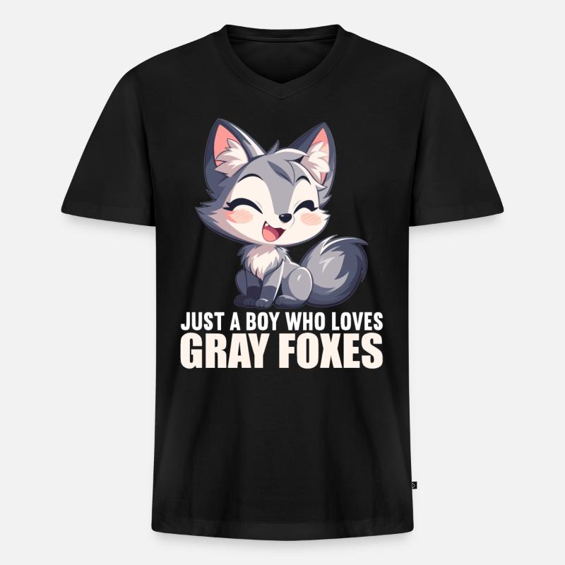 Graufüchse Graufuchs - Männer Premium Bio T-Shirt mit V-Ausschnitt - Schwarz