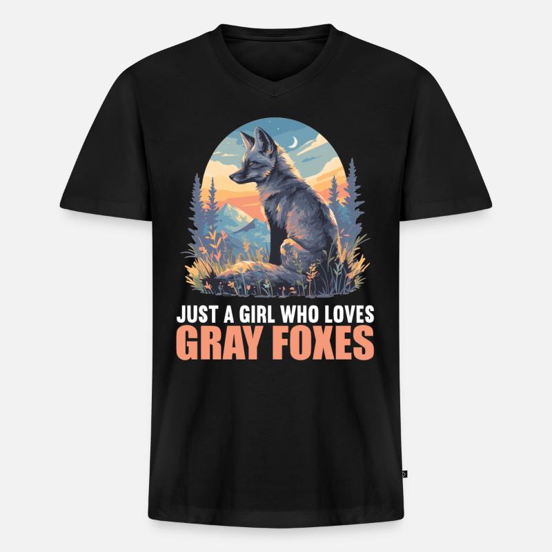 Graufüchse Graufuchs - Männer Premium Bio T-Shirt mit V-Ausschnitt - Schwarz