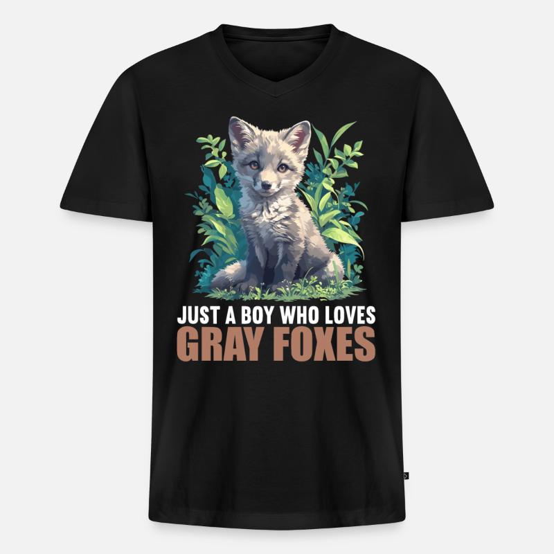 Graufüchse Graufuchs - Männer Premium Bio T-Shirt mit V-Ausschnitt - Schwarz